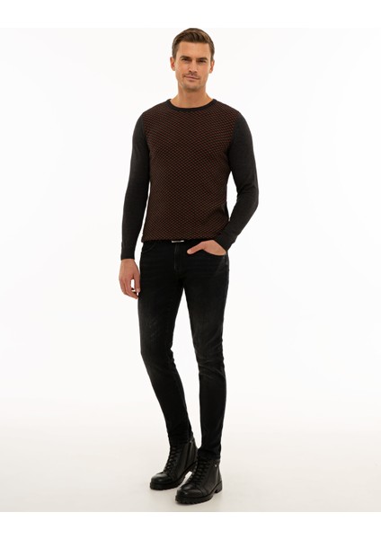 Erkek Antrasit Melanj Slim Fit Bisiklet Yaka Triko Kazak 50233737-VR081 indirimleri