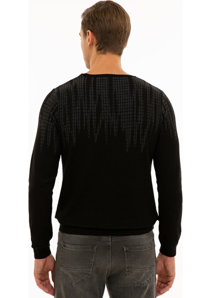 Erkek Siyah Slim Fit Triko Kazak 50227828-VR046