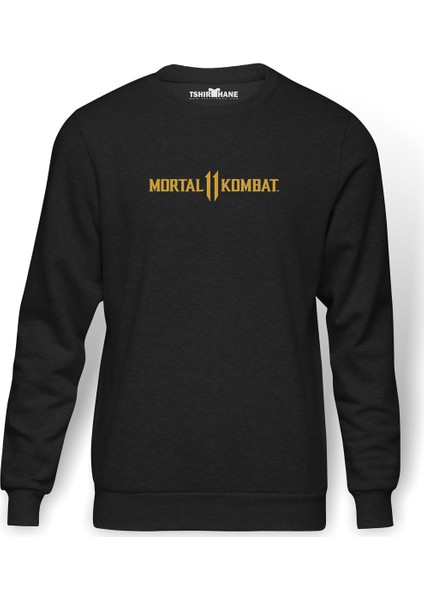 Mortal Kombat 11 Logo Baskılı Erkek Örme Sweatshirt Uzun Kol