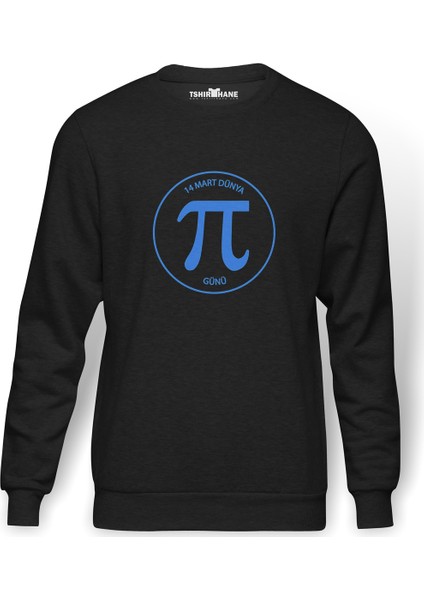 14 Mart Dünya Pi Günü Baskılı Erkek Örme Sweatshirt Uzun Kol