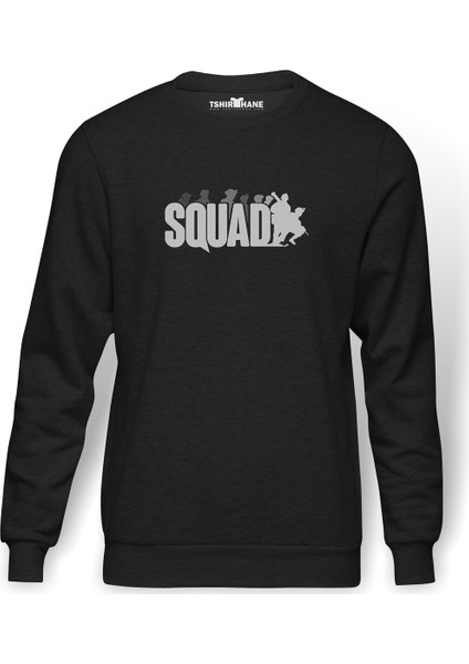 Black Squad Baskılı Erkek Örme Sweatshirt Uzun Kol