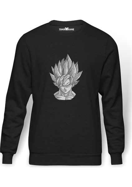Dragon Ball Baskılı Erkek Örme Sweatshirt Uzun Kol
