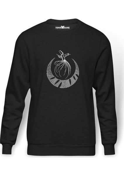 Mevlana Baskılı Erkek Örme Sweatshirt Uzun Kol