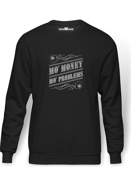 No Money No Problem Baskılı Erkek Örme Sweatshirt Uzun Kol