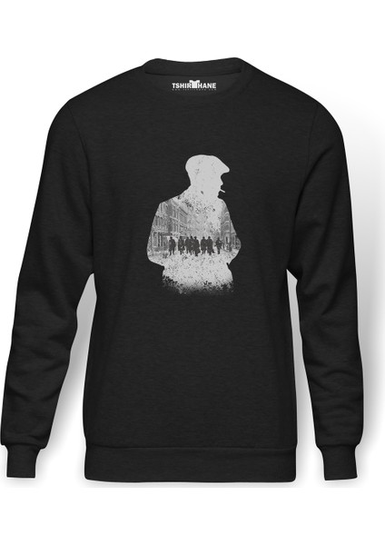 Peaky Blinders Tommy Shelby Gölge Baskılı Erkek Örme Sweatshirt Uzun Kol
