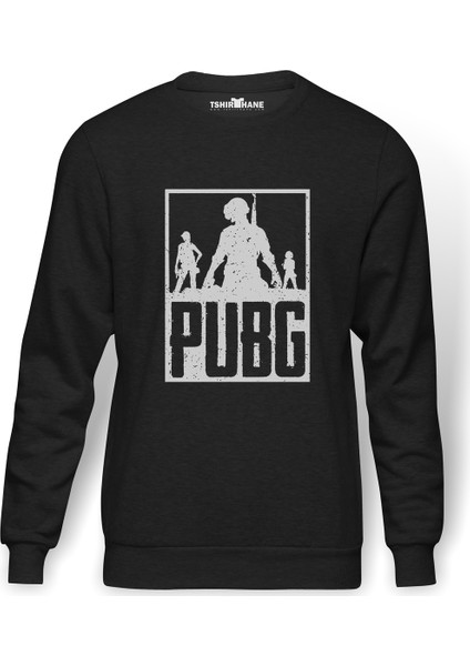 Pubg 3 Adam Team Baskılı Erkek Örme Sweatshirt Uzun Kol