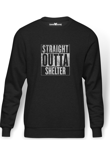 Pubg Straıght Outta Shelter Baskılı Erkek Örme Sweatshirt Uzun Kol