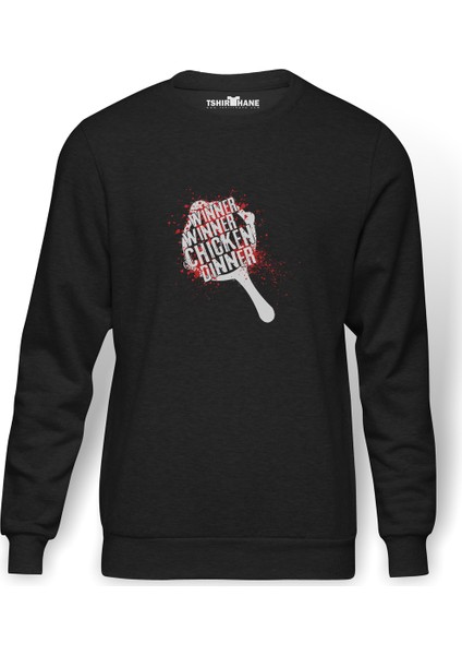 Pubg Winner Tava Baskılı Erkek Örme Sweatshirt Uzun Kol