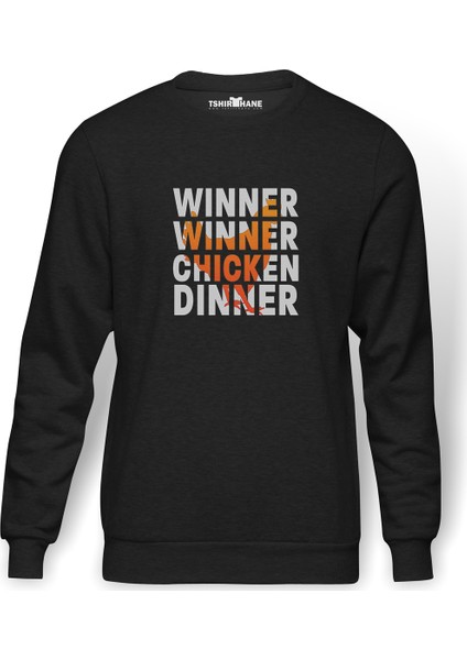 Pubg Winner Tavuk Baskılı Erkek Örme Sweatshirt Uzun Kol