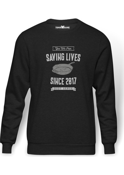 Pubg Yes We Pan Baskılı Erkek Örme Sweatshirt Uzun Kol