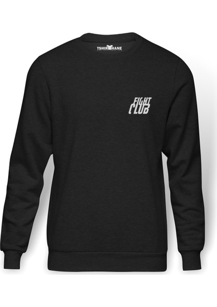 Fight Club Göğüs Baskı Baskılı Erkek Örme Sweatshirt Uzun Kol