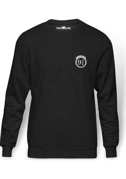 Hogwarts Express Baskılı Erkek Örme Sweatshirt Uzun Kol