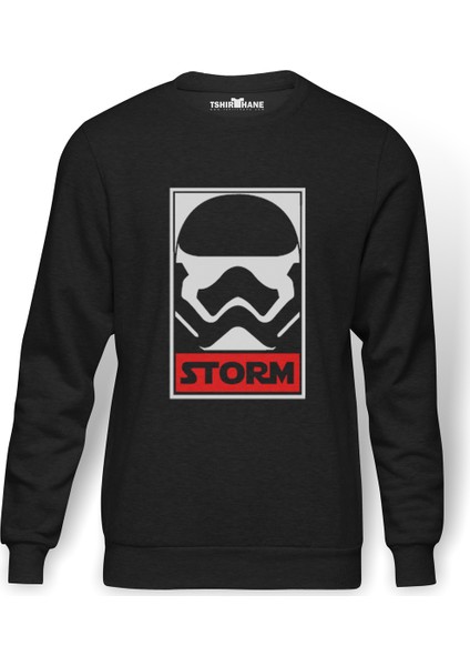 Storm Baskılı Erkek Örme Sweatshirt Uzun Kol