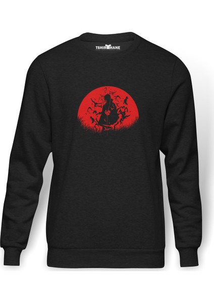 Uchiha Itachi Baskılı Erkek Örme Sweatshirt Uzun Kol