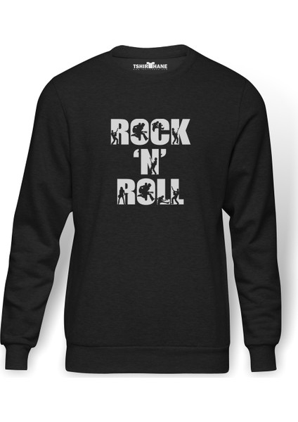 Rock'N Roll Rock Baskılı Erkek Örme Sweatshirt Uzun Kol