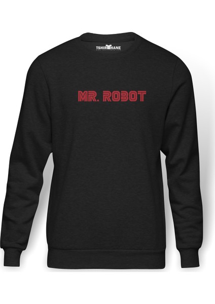 Mr Robot Baskılı Erkek Örme Sweatshirt Uzun Kol