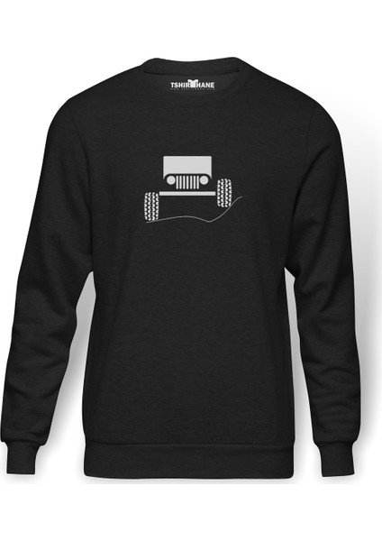 Jeep Baskılı Erkek Örme Sweatshirt Uzun Kol