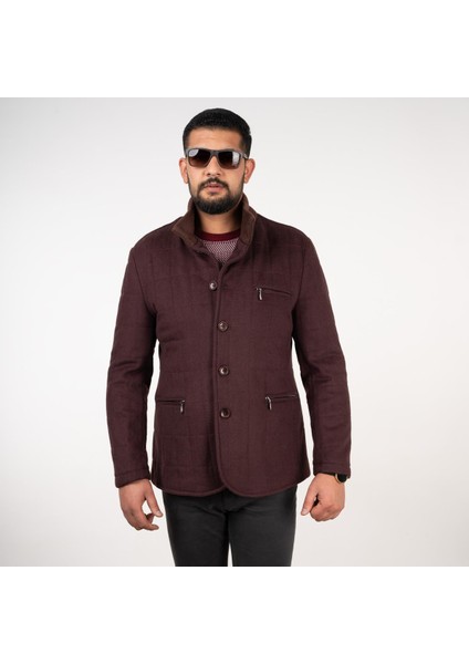 Erkek Regular Fit Düğmeli Kaşe Kaban