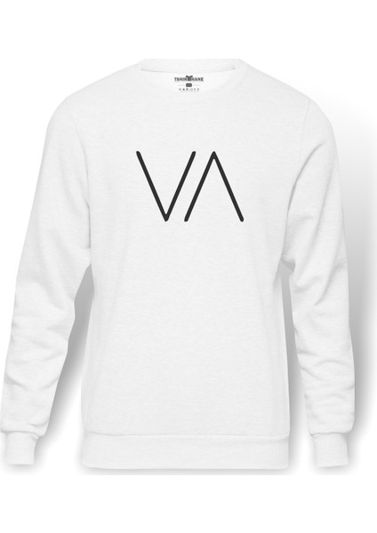 Türk Boyları Dodurga Baskılı Beyaz Erkek Örme Sweatshirt Uzun kol