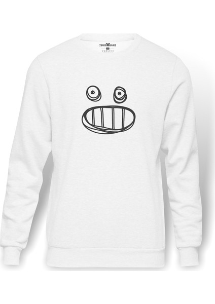 Cinema And Culture Icons Baskılı Beyaz Erkek Örme Sweatshirt Uzun kol
