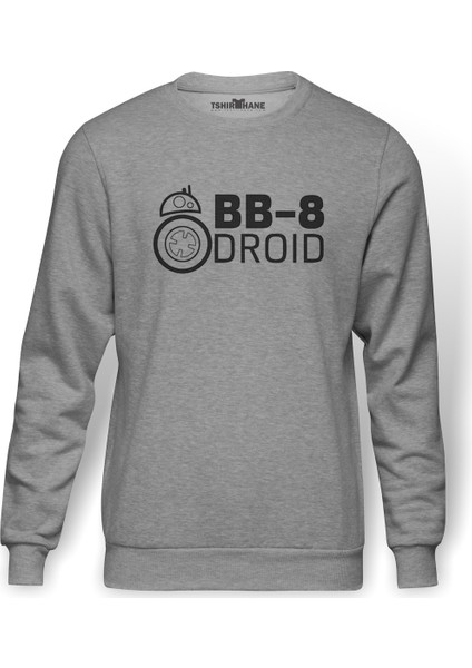Atari Logo Baskılı Gri Melanj Erkek Örme Sweatshirt Uzun kol