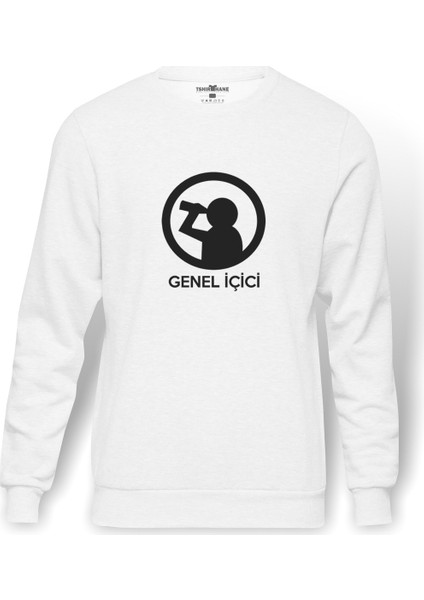 GAME OVER Baskılı Beyaz Erkek Örme Sweatshirt Uzun kol