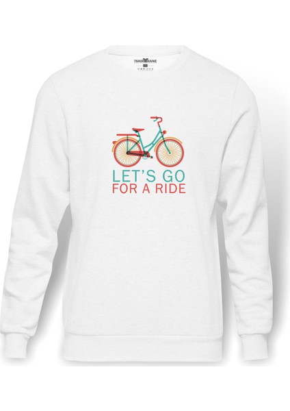 Leave Me Alone Baskılı Beyaz Erkek Örme Sweatshirt Uzun kol