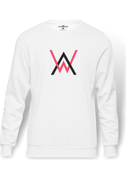 Walker Force Baskılı Beyaz Erkek Örme Sweatshirt Uzun kol