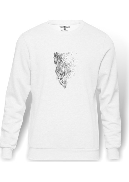 Alpha Beta Omega Teen Wolf Baskılı Beyaz Erkek Örme Sweatshirt Uzun kol