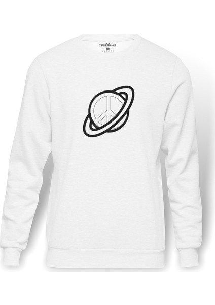Saturn Computer Icons Planet Clip Art Baskılı Beyaz Erkek Örme Sweatshirt Uzun kol