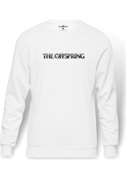The Offspring Baskılı Beyaz Erkek Örme Sweatshirt Uzun kol