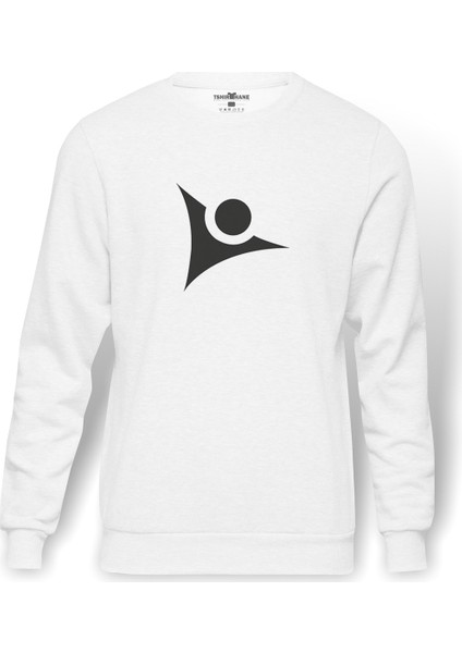 Tübitak Baskılı Beyaz Erkek Örme Sweatshirt Uzun kol