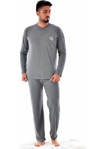 Erkek 1065 Uzun Kol Süprem Pijama Takımı Füme