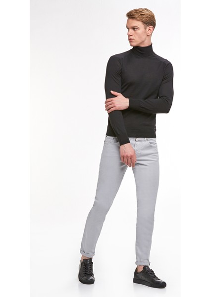 Boğazlı Slim Fit Siyah Merino Yün Triko fiyatları