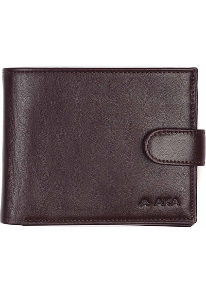Düz Kahve - Büyük Boy Deri Erkek Cüzdanı 617