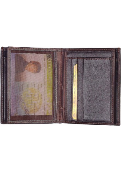 Düz Kahve - Orta Boy Deri Erkek Cüzdanı 730