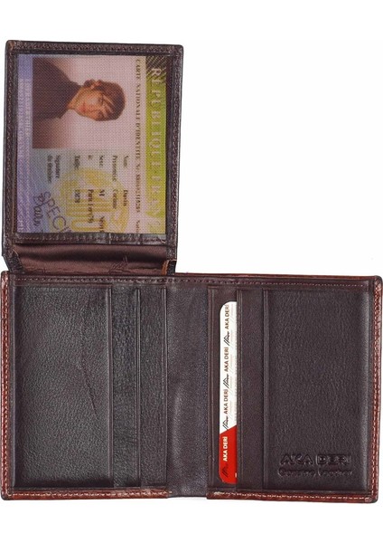 Düz Kahve - Küçük Boy Deri Erkek Cüzdanı 502