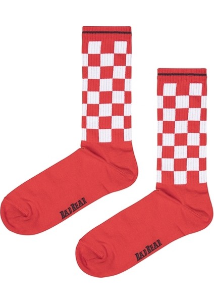 Skater Parlak Kirmizi Uzun Çorap