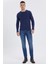 Grandad Erkek O Yaka Patlı Sweatshirt 1