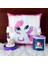 Sevimli Papçik Unicorn Puf Yastık Kalemlik Unicorn Işıklı Biblo Masa Gece Lambası Hediye Seti 1