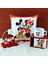 Mickey Mouse Minnie Mouse Işıklı Biblo Mickey Minnie Kutulu Kupa Puf Yastık Hediye Seti 1