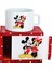 Minnie Mouse Mickey Mouse Tasarımlı Puantiyeli Kutulu Kupa Minnie Mickey Puf Yastık Hediye Seti 2