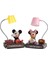 Mickey Mouse ve Minnie Mouse Sarı Pembe Işıklı Masa Gece Lambası Biblo Hediye Seti 1