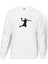 Silhouette Birds Of Prey Baskılı Beyaz Erkek Örme Sweatshirt Uzun kol 1