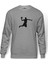 Silhouette Birds Of Prey Baskılı Gri Melanj Erkek Örme Sweatshirt Uzun kol 1