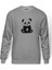 Panda Baskılı Gri Melanj Erkek Örme Sweatshirt Uzun kol 1