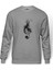 Sol Anahtarı Baskılı Gri Melanj Erkek Örme Sweatshirt Uzun kol 1