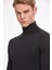 Boğazlı Slim Fit Siyah Merino Yün Triko 5