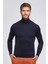 Boğazlı Slim Fit Lacivert Merino Yün Triko 1