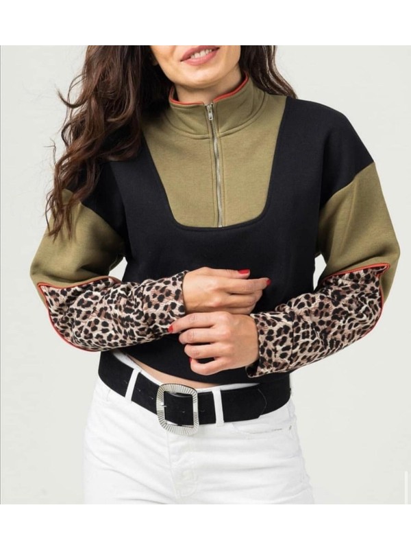 Kadin Kollari Leopar Desenli Cizgi Detayli Nikel Yarim Fiyati